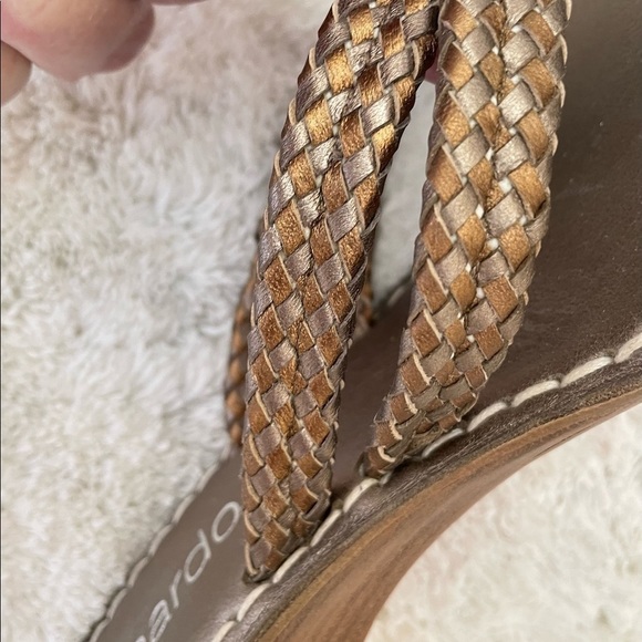 NEW Bernardo Sandals 12 Medium Leather Double Braid BRONZE & PEWTER Chic Luxury - Picture 4 of 15
